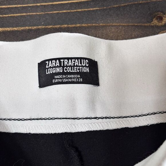 Zara Trafaluc Collection Legging Women's Black Side White Stripe Ponte Size M - Picture 5 of 16